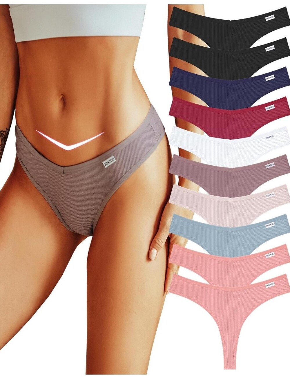 Ribbed Low-Rise Thong Panty - Taupe (Plus Assorted Colors)